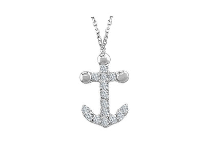 Diamond anchor necklace in 18 K