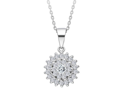 0.42 total carat diamond gerbera flower necklace in 14 carat white gold