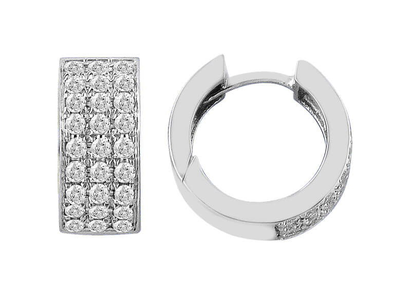 F color 0.80 total carat diamond hoop earrings in 585 14 carat white gold