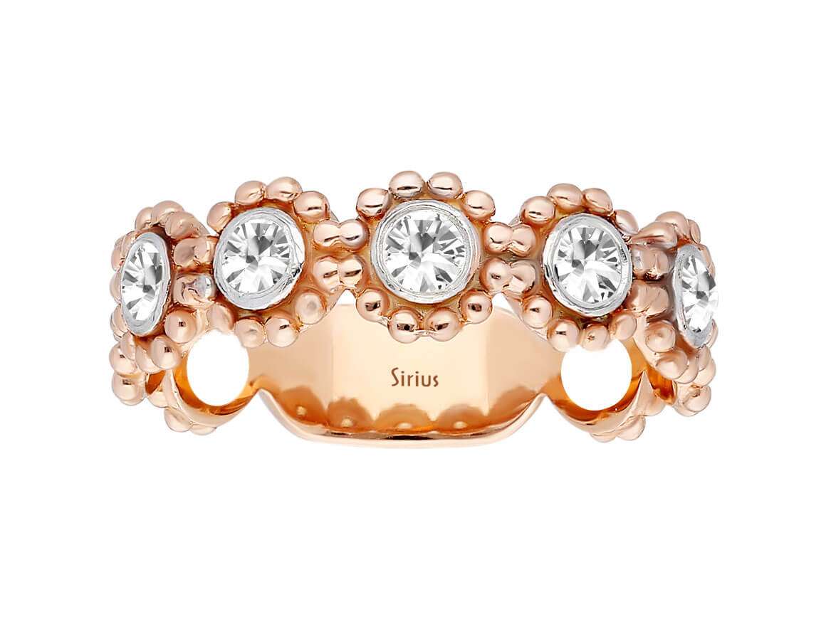 G Farbe 0,35 Karat Diamant 5-Stein-Ring - handgefertigter Diamantschmuck aus Feingold | Sirius Diamant