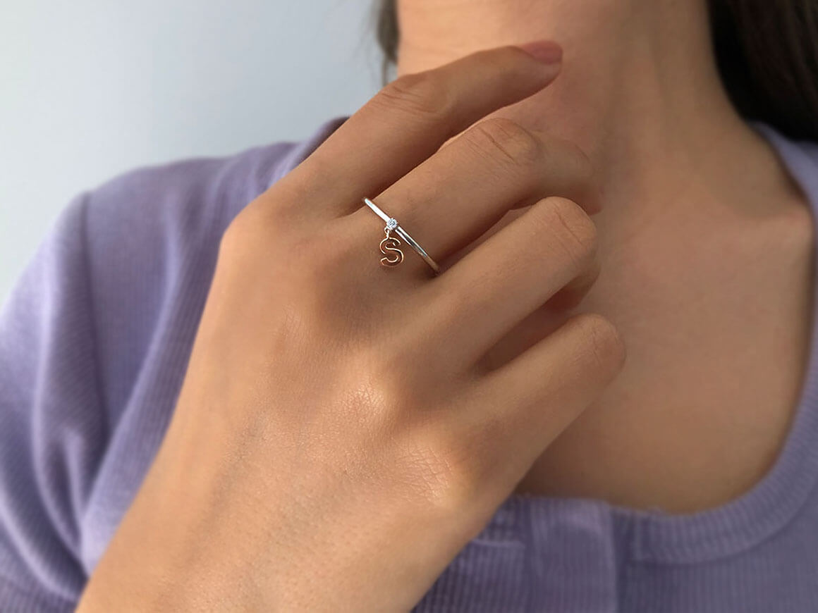 Diamond Letter Ring