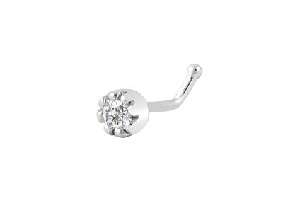 Diamond nose piercing in 14 carat white gold - 7 mm x 2.6 mm
