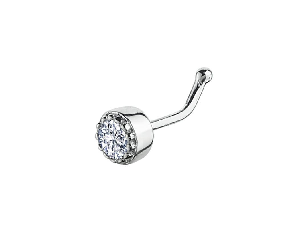 Diamant Nasenpiercing in 14 K Weißgold - 7mm x 2,9 mm - handgefertigter Diamantschmuck aus Feingold | Sirius Diamant