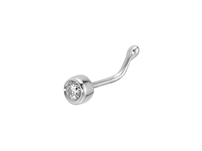 Diamond nose piercing in 14 carat white gold - 7 mm x 2.3 mm
