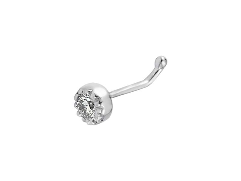 Diamond piercing in 585 14 carat white gold - 7 mm x 3.2 mm