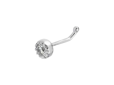 Diamond piercing in 585 14 carat white gold - 7 mm x 3.2 mm