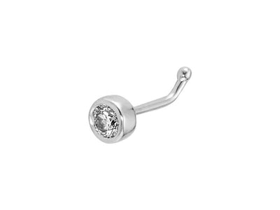 Diamond nose piercing in 14 K white gold - 7 mm x 3.3 mm
