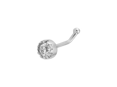 Diamond nose piercing in 585 14 carat white gold - 7 mm x 3.3 mm