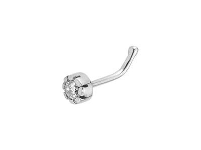 Diamond nose piercing in 14 carat white gold - 7 mm x 2.6 mm