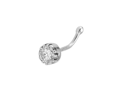 Diamond nose piercing in 14 carat white gold - 7 mm x 3.4 mm