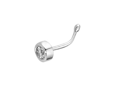 Diamond nose piercing in 14 carat white gold - 7 mm x 3 mm