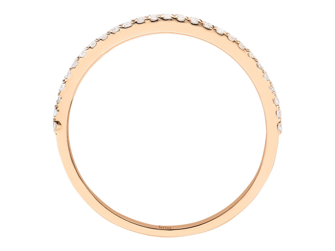 Alliance demi-ronde en diamant en or rouge