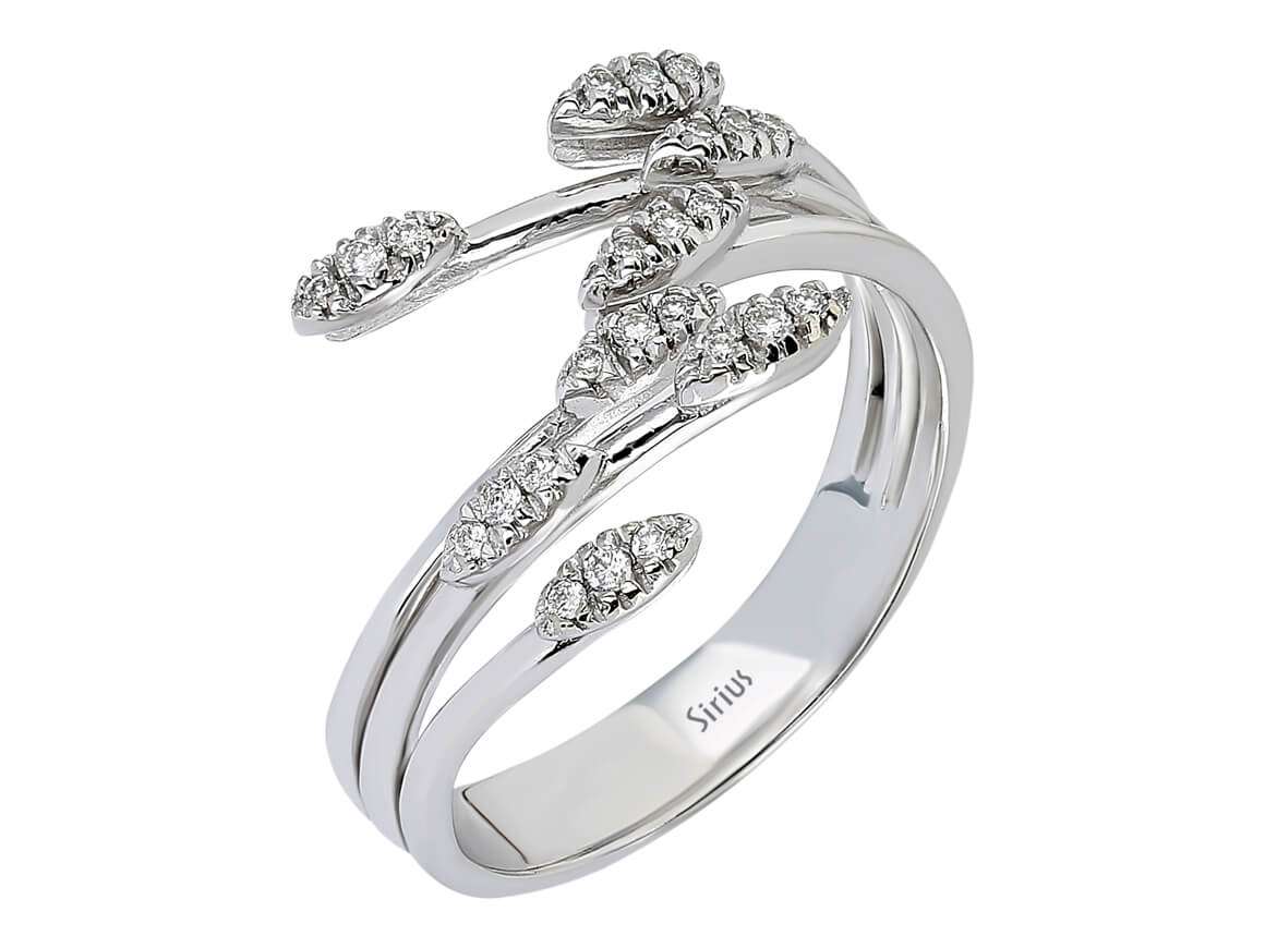 0,11 Karat Diamant Ivy Allianz in 585er 14K Weißgold - handgefertigter Diamantschmuck aus Feingold | Sirius Diamant