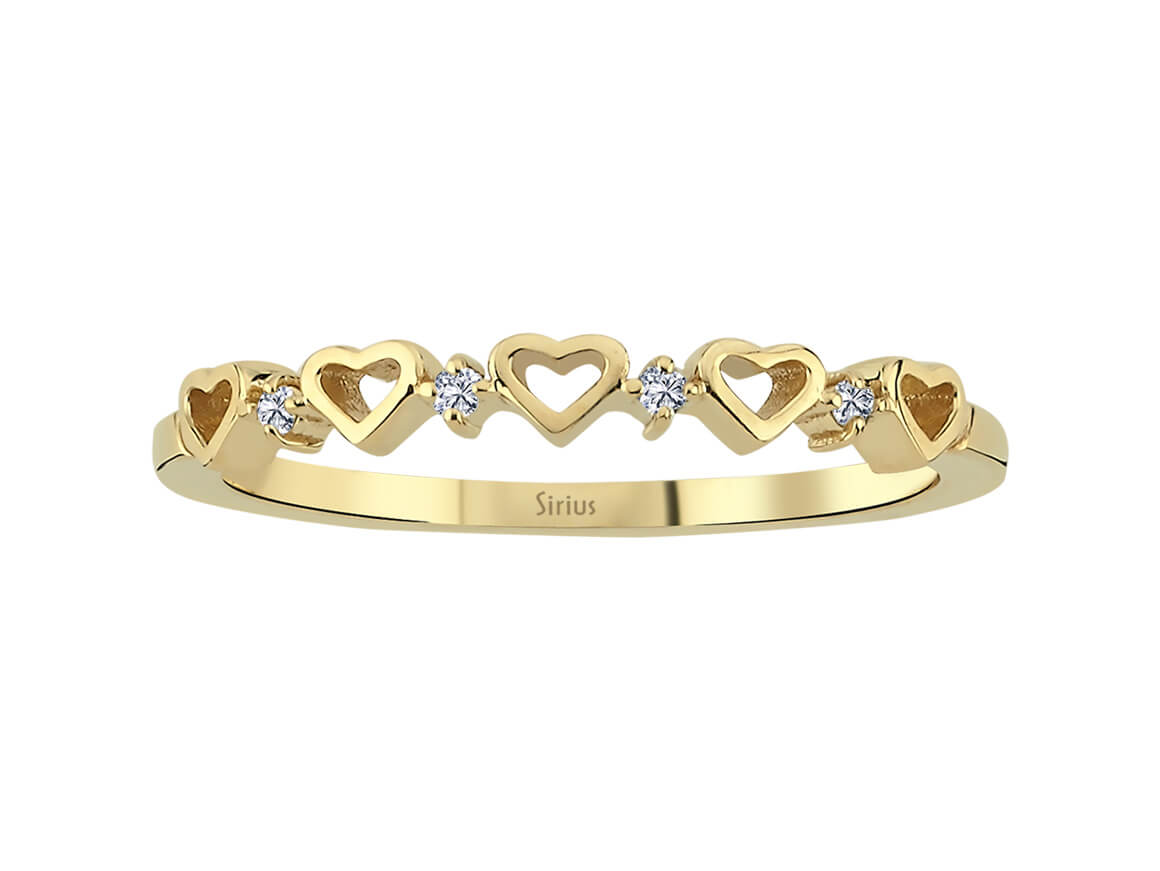 5 Herzen Ring in Gelbgold - handgefertigter Diamantschmuck aus Feingold | Sirius Diamant
