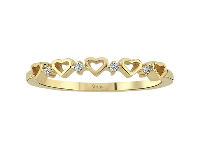 5 Hearts Ring in Yellow Gold