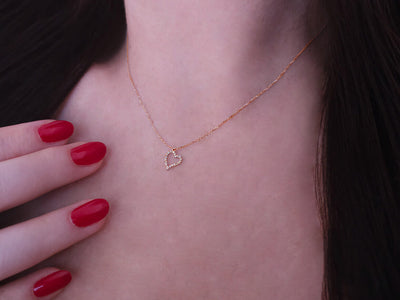 F Farbe 0,08 Gesamtkarat Diamant Herz Collier in 333er 8 Karat Rotgold