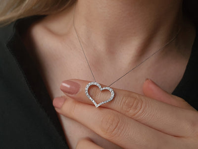 Collier coeur diamant en or blanc 14 carats