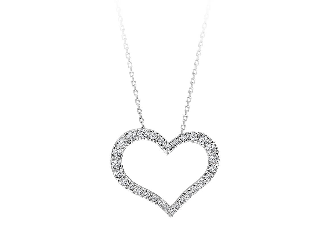 Collier coeur diamant en or blanc 14 carats