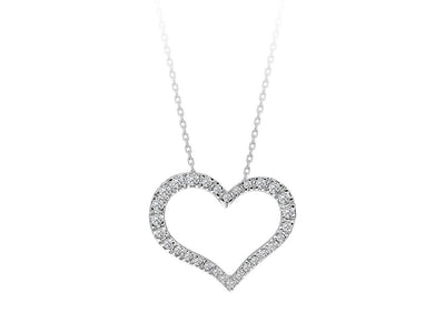 Collier coeur diamant en or blanc 14 carats