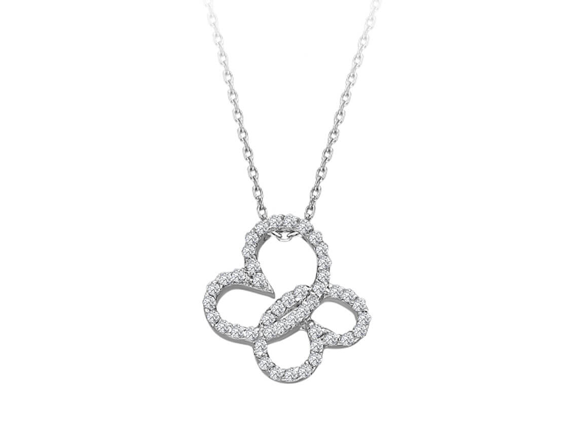 G color 0.23 carat diamond butterfly necklace in 333 8 carat white gold