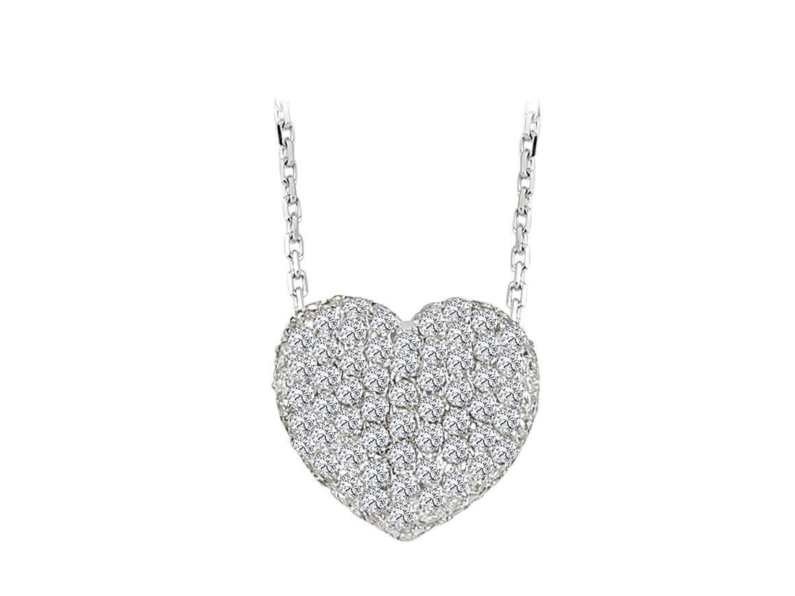 Collier cœur en diamant de 0,49 carat en or blanc 14 carats