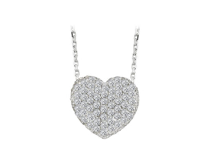Collier cœur en diamant de 0,49 carat en or blanc 14 carats