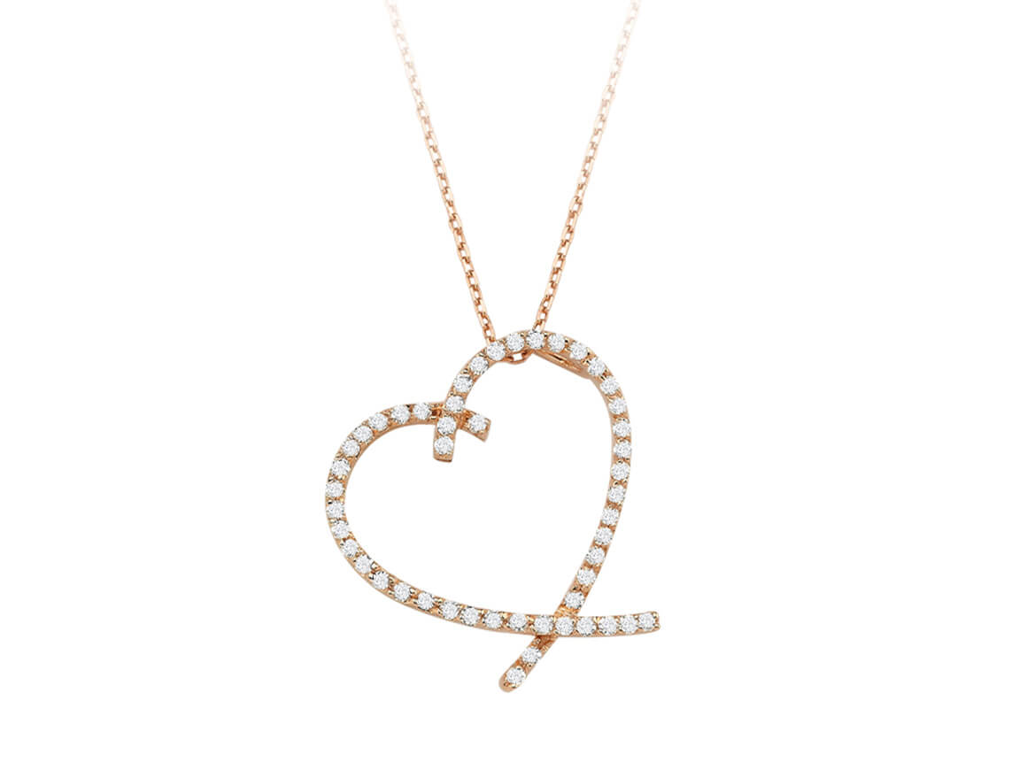 0,29 Karat Diamant Herz Collier - handgefertigter Diamantschmuck aus Feingold | Sirius Diamant