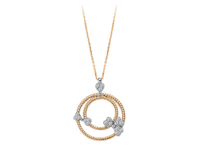 Diamant Herzmustersringe Collier in 585er 14 Karat Weißgold