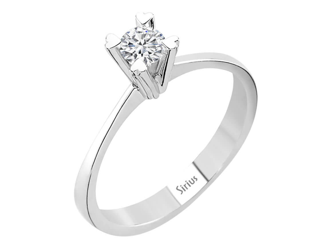 0,26 Karat Diamant Herzkrappen Solitär Ring in 14 K Weißgold - handgefertigter Diamantschmuck aus Feingold | Sirius Diamant