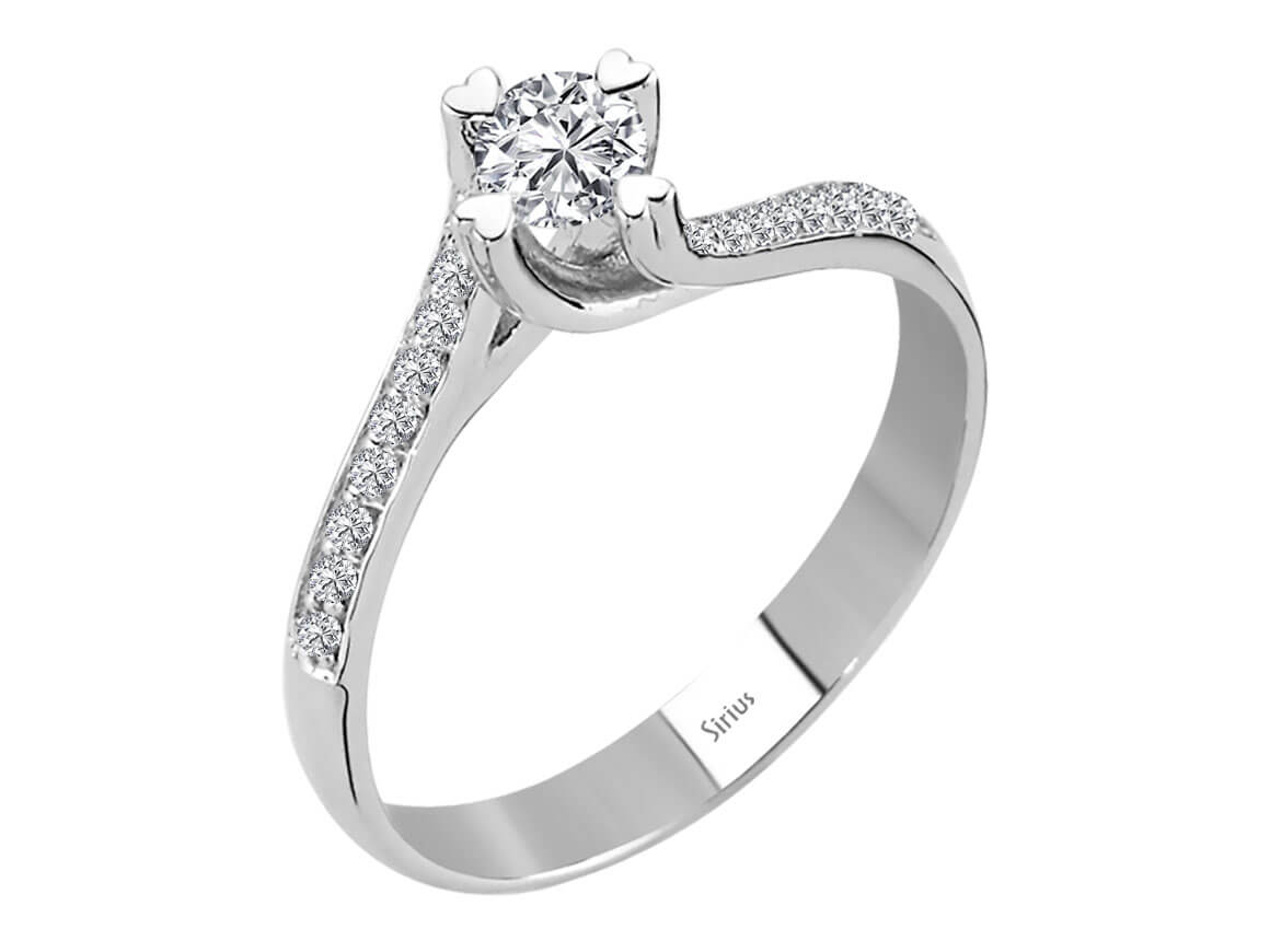 Bague solitaire en forme de cœur avec diamant de 0,28 carat