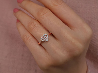 Diamond heart jewelry set in 333 8 carat white gold