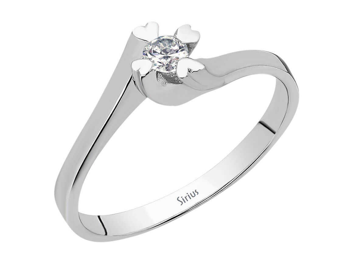0,08 Karat Diamant Solitaire Herz Ring in 333er 8K Weissgold - handgefertigter Diamantschmuck aus Feingold | Sirius Diamant