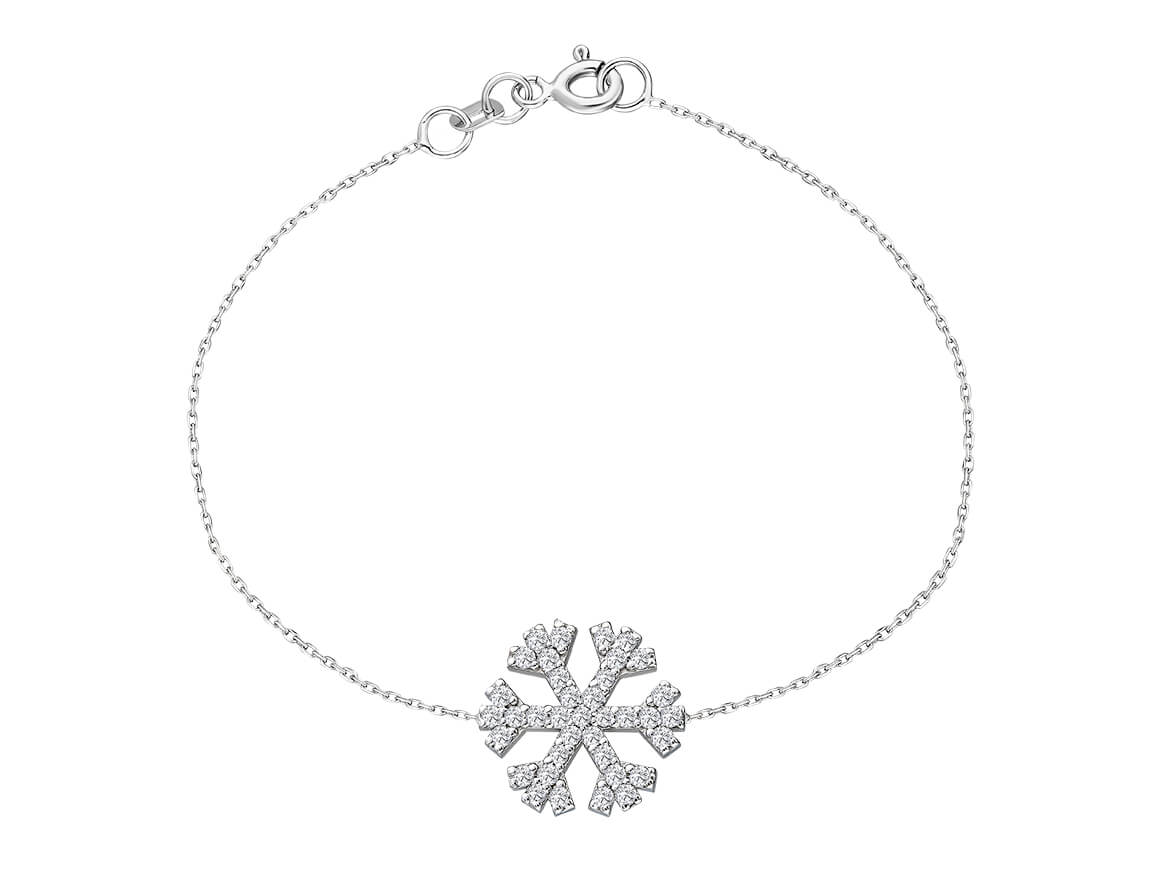 Diamant Schneeflocken Armband - handgefertigter Diamantschmuck aus Feingold | Sirius Diamant