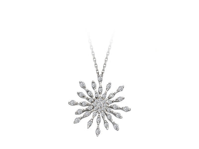 Collier flocon de neige en or blanc 14 carats avec diamants de 0,30 carat