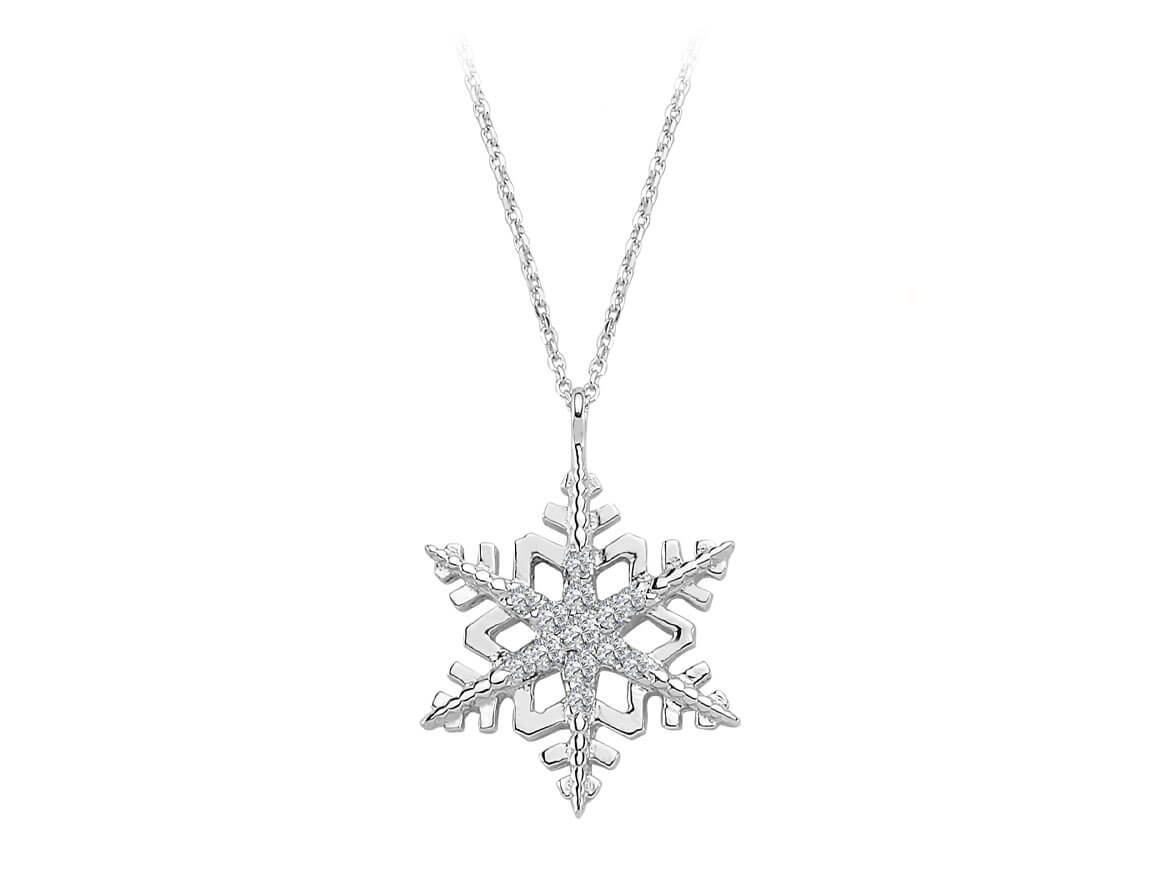 Diamant Schneeflocke Collier - handgefertigter Diamantschmuck aus Feingold | Sirius Diamant