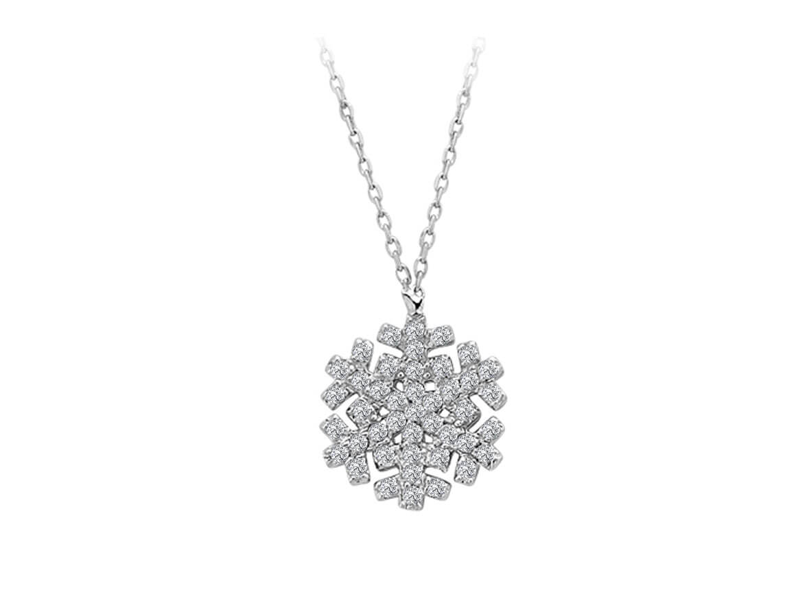 0,38 Karat Diamant Schneeflocken Collier - handgefertigter Diamantschmuck aus Feingold | Sirius Diamant