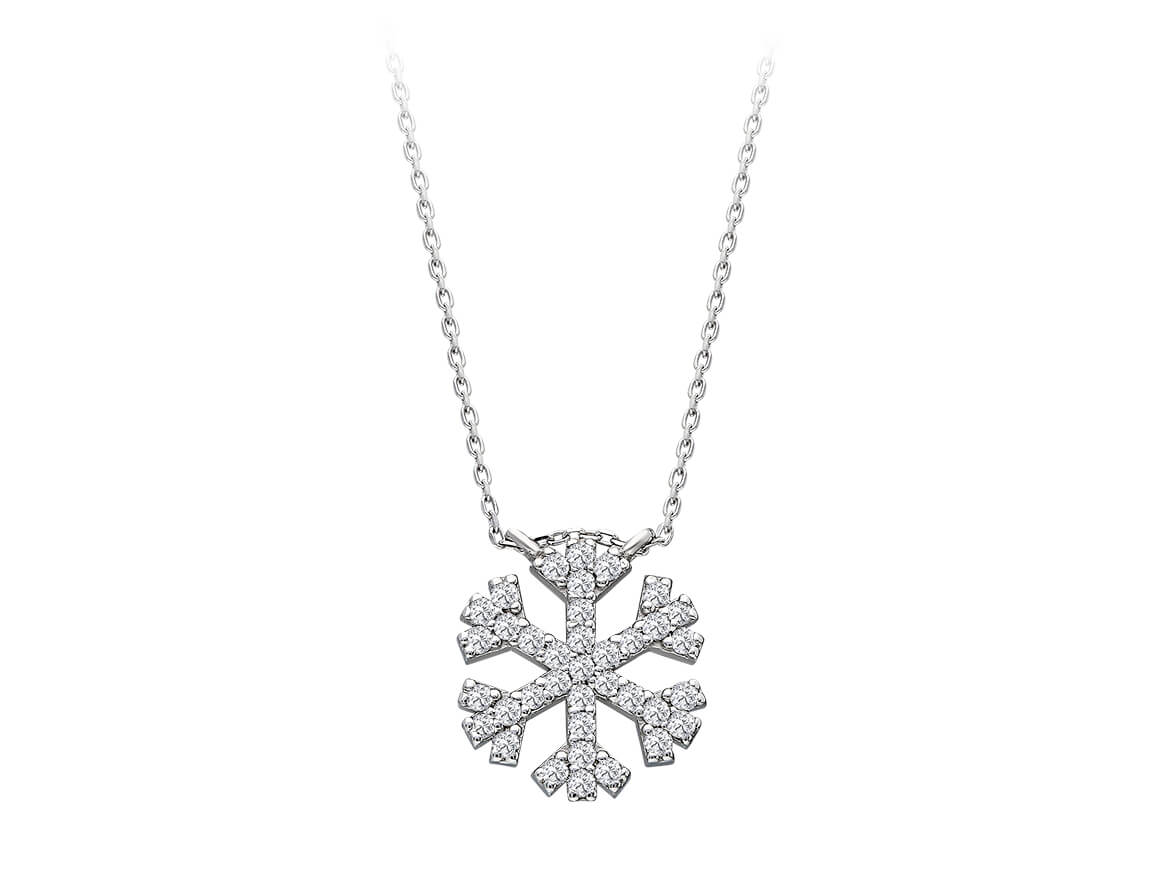 0,20 Karat Diamant Schneeflocke Collier - handgefertigter Diamantschmuck aus Feingold | Sirius Diamant