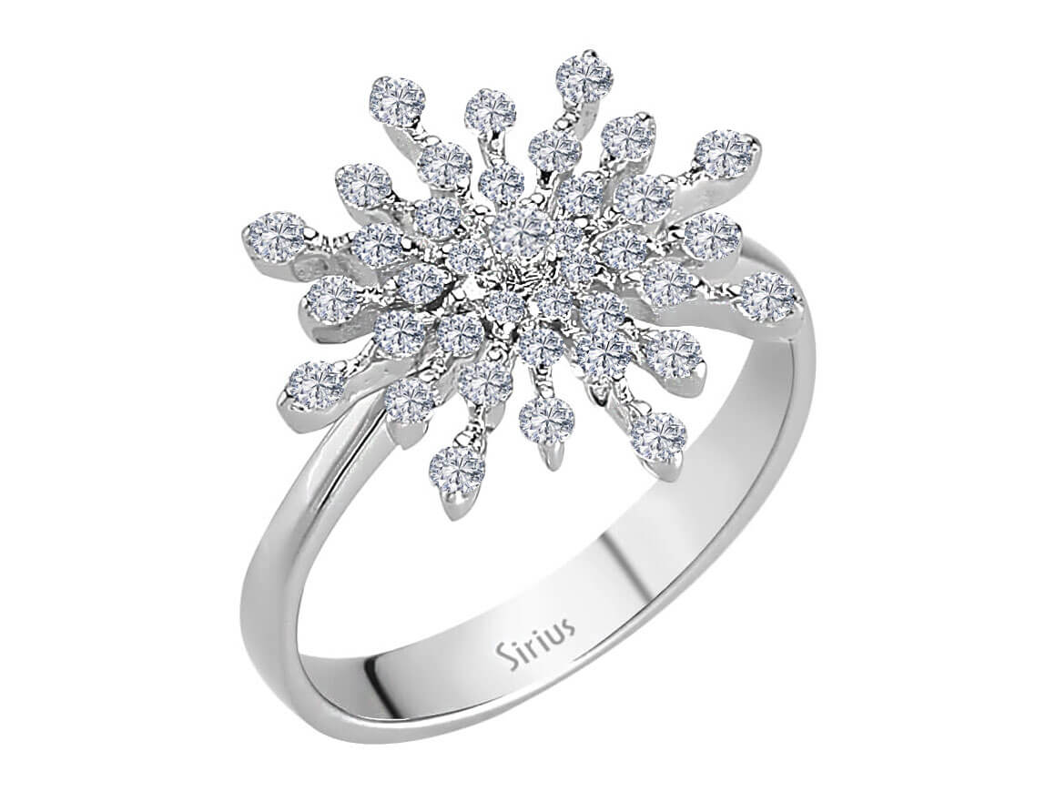 Diamond snowflake ring in 585 14 carat white gold
