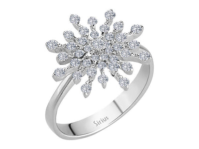 Diamond snowflake ring in 585 14 carat white gold
