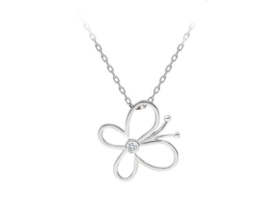 Diamond butterfly necklace in 8 K white gold