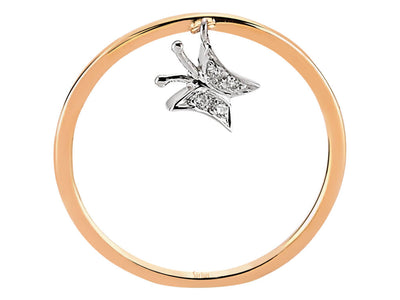 Diamond butterfly ring in 333 8K red and white gold