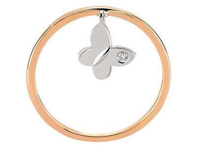 Diamond butterfly ring in 8 K red gold and white gold