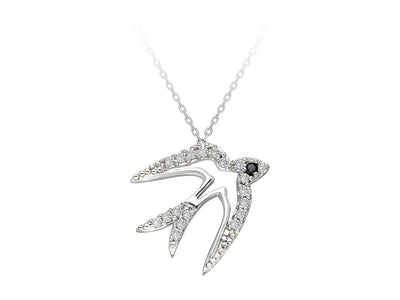 Collier hirondelle diamant en or 333 8 carats