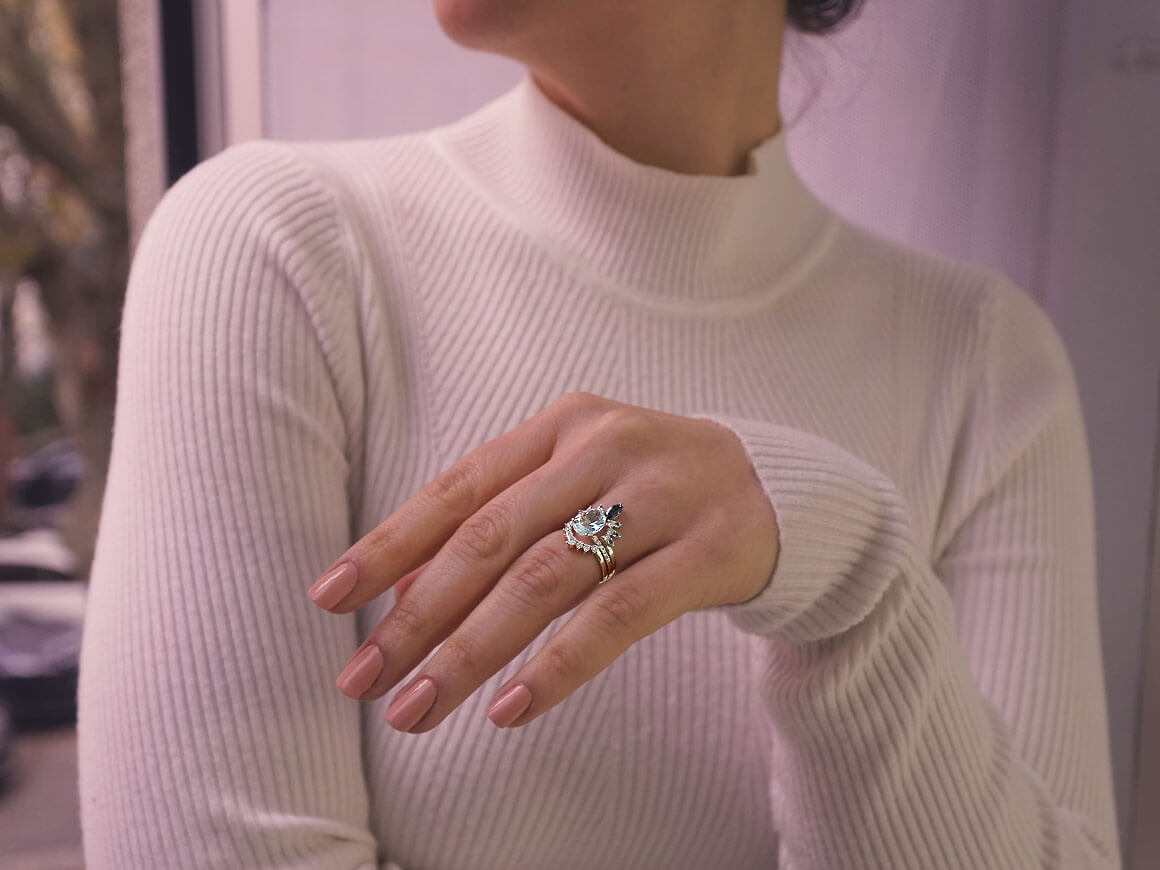 Diamant-Dreiteiliger Quasar-Ring - handgefertigter Diamantschmuck aus Feingold | Sirius Diamant