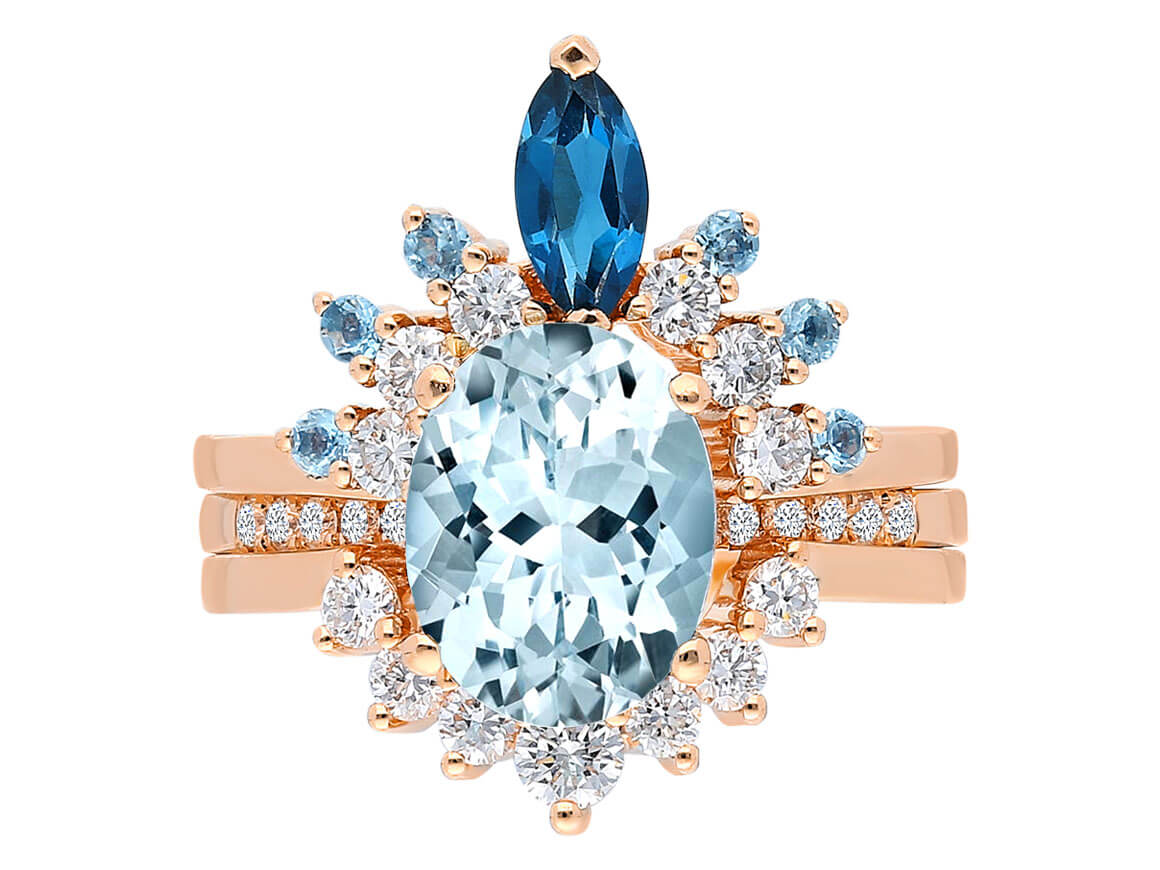 Diamant-Dreiteiliger Quasar-Ring - handgefertigter Diamantschmuck aus Feingold | Sirius Diamant