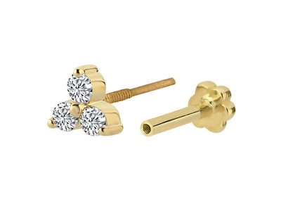Tria Diamond Tragus Piercing in 14K Yellow Gold