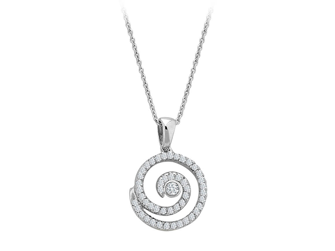 0,41 Karat Diamant Lava Collier in 14 K Weißgold - handgefertigter Diamantschmuck aus Feingold | Sirius Diamant
