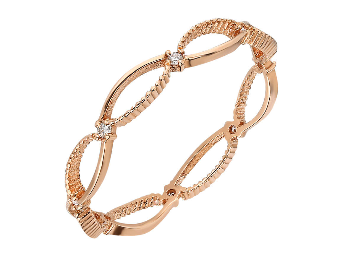 0,06 Carat Diamant Lima rundum Allianz in 8 K Rotgold - handgefertigter Diamantschmuck aus Feingold | Sirius Diamant