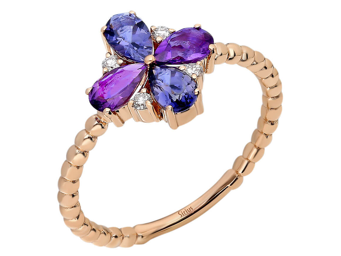 Diamant Lotus Ring - handgefertigter Diamantschmuck aus Feingold | Sirius Diamant