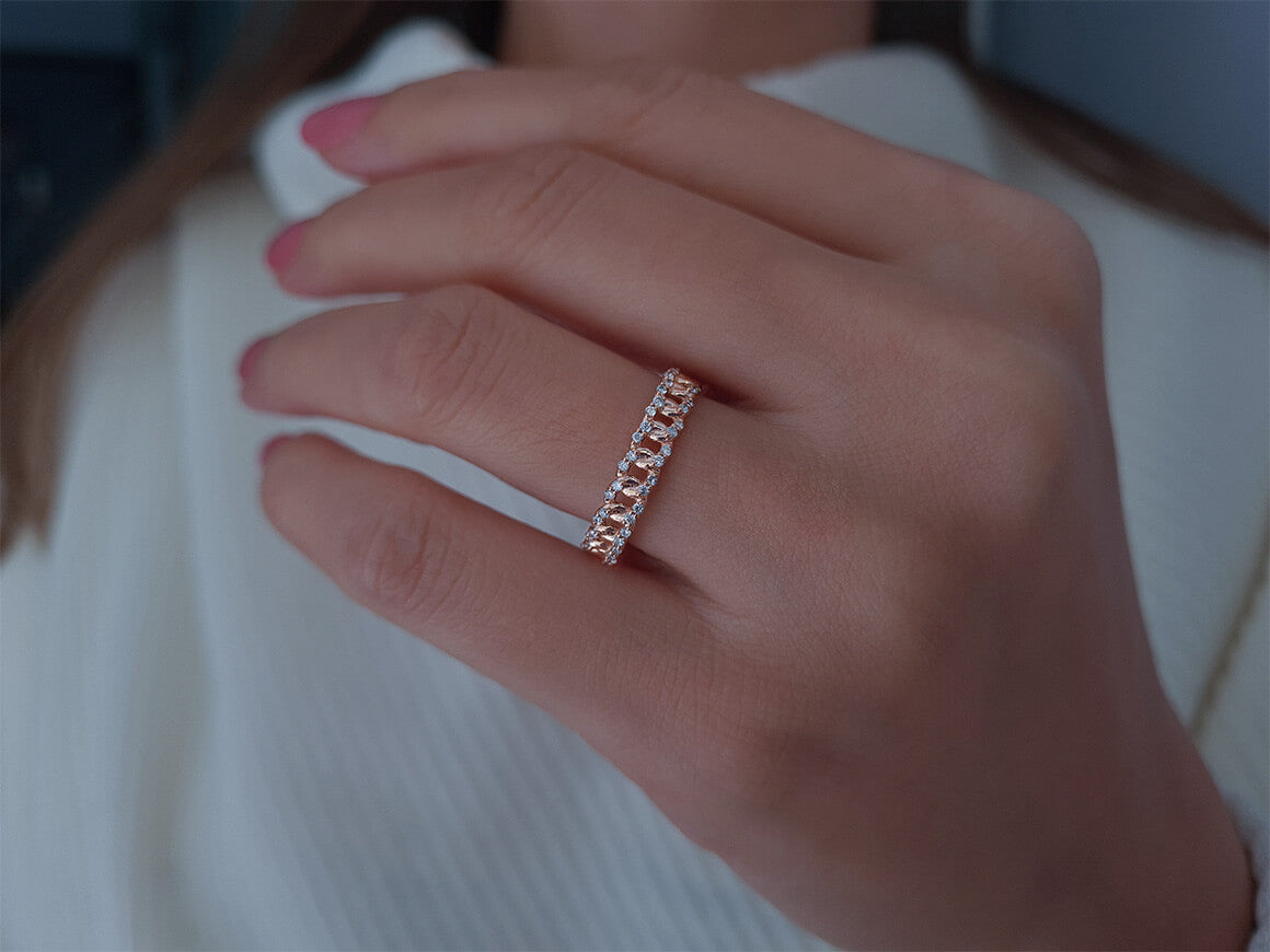 Diamond necklace Alliance ring in rose gold